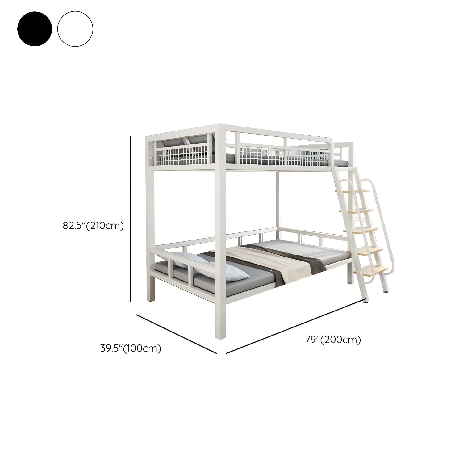 Contemporary Metal Bed 82.67" Tall Open-Frame Bed in Black/White thumbnail 10
