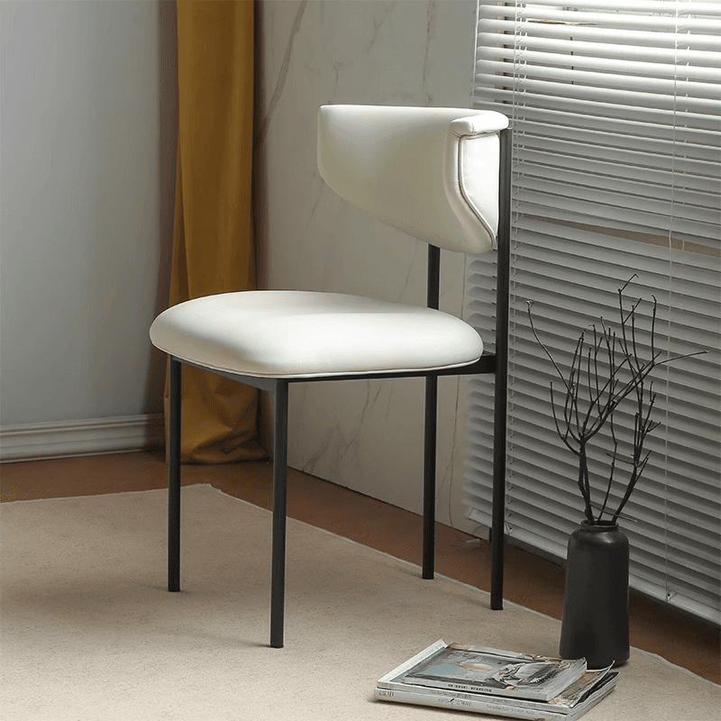 Scandinavian Side Chair with Uncovered Back, Upholstered, Ink/Gilded Metal Legs thumbnail 12