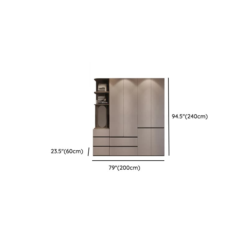 Sand Minimalist Laminate Cabinet Armoire with Soft Close Drawer, Soft Close Door, Interior Shelves, and Clothing Rod thumbnail 18