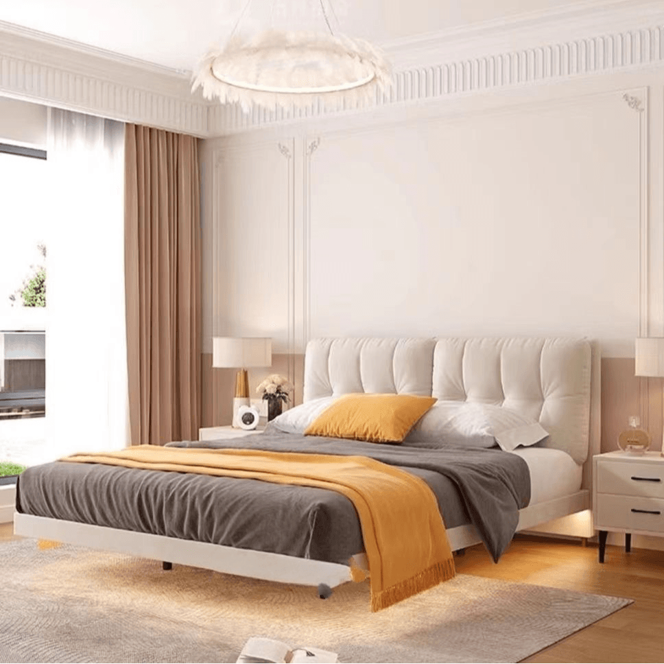 Modish Style Panel Headboard with No Distressing, Button-tufted Rectangle Design for King/Queen/Full Bed, Cotton Upholstery Fill, Standard Height thumbnail 9