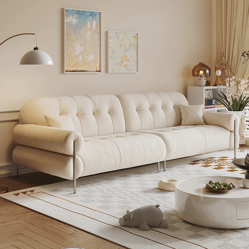 Tear Resistant Standard Sofa with Pu/Flannel Upholstery in Grey/Auburn/Ivory thumbnail 12