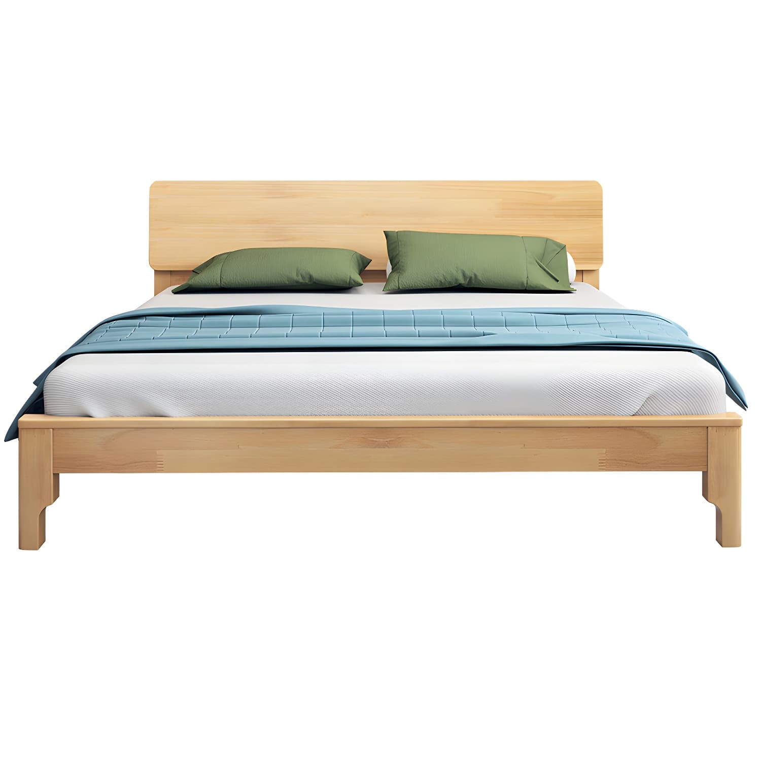Scandinavian Solid Wood Bed with Rectangle Headboard and 4 Legs thumbnail 6