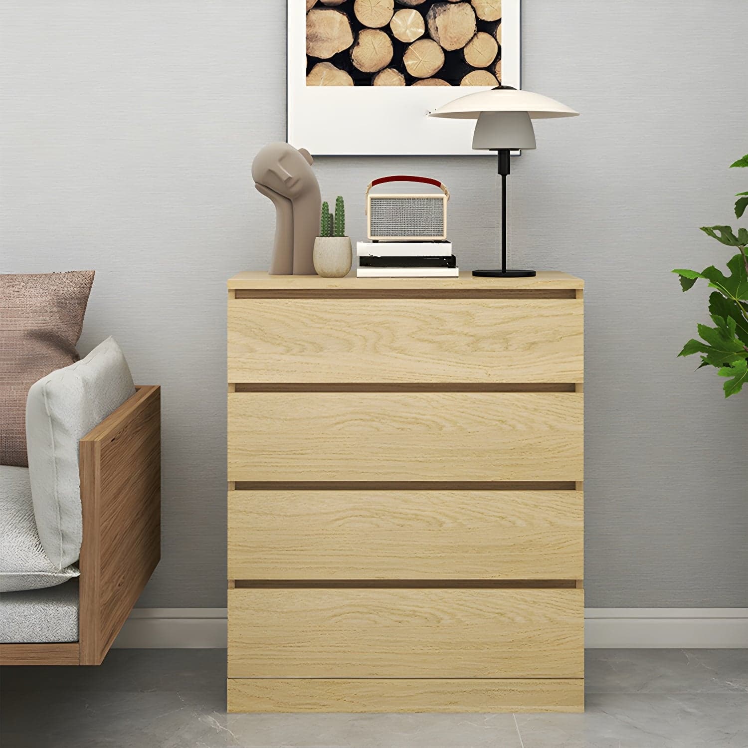 Contemporary Narrow Wood Dresser with Drawers for Living Room thumbnail 3