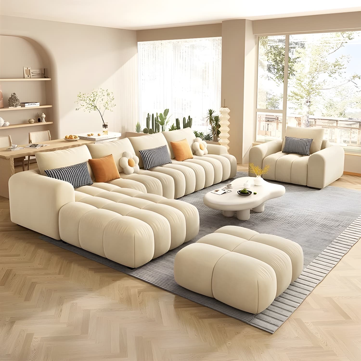 Modern Suede Sectional Sofa with Black Pine Wood Frame and Scratch Resistant Design thumbnail 17