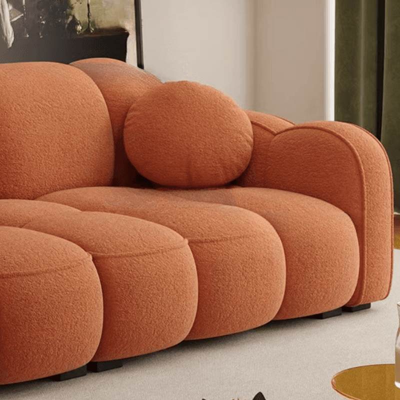 Modish Solid Color Standard Sofa Stain Resistant/Water Resistant Dove Grey/Apricot Color/Mocha with 2 Pillows & Armrest for 4 Person/3-seater thumbnail 14
