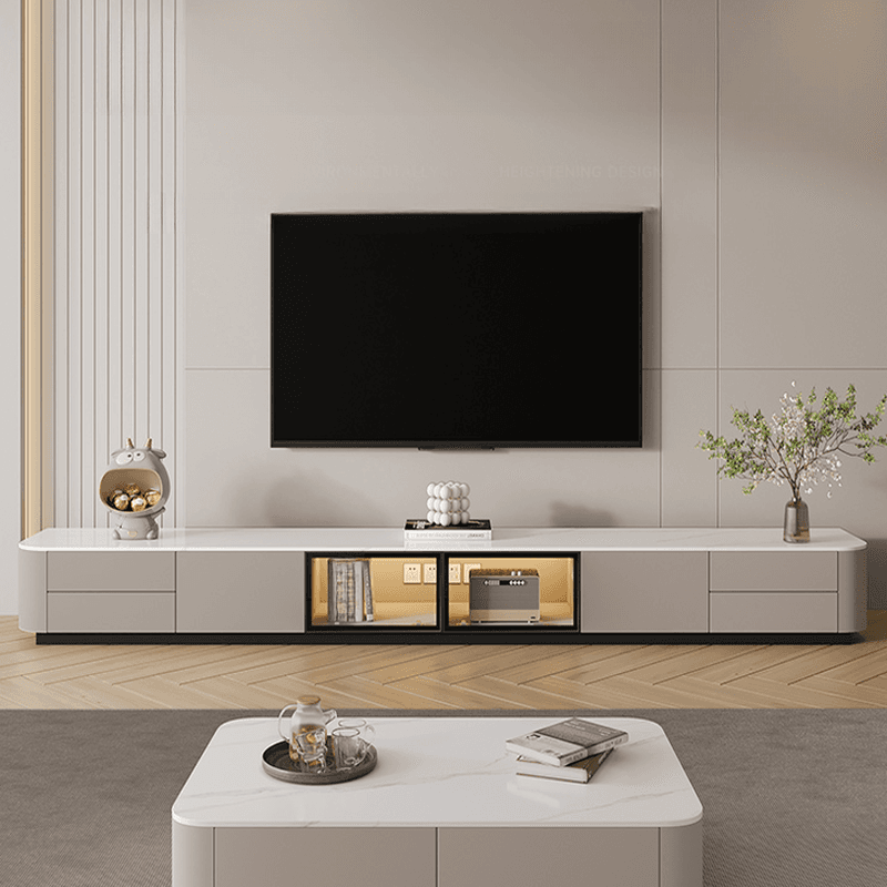Rectangle Parlor TV Stand with Light and Gate Door thumbnail 1