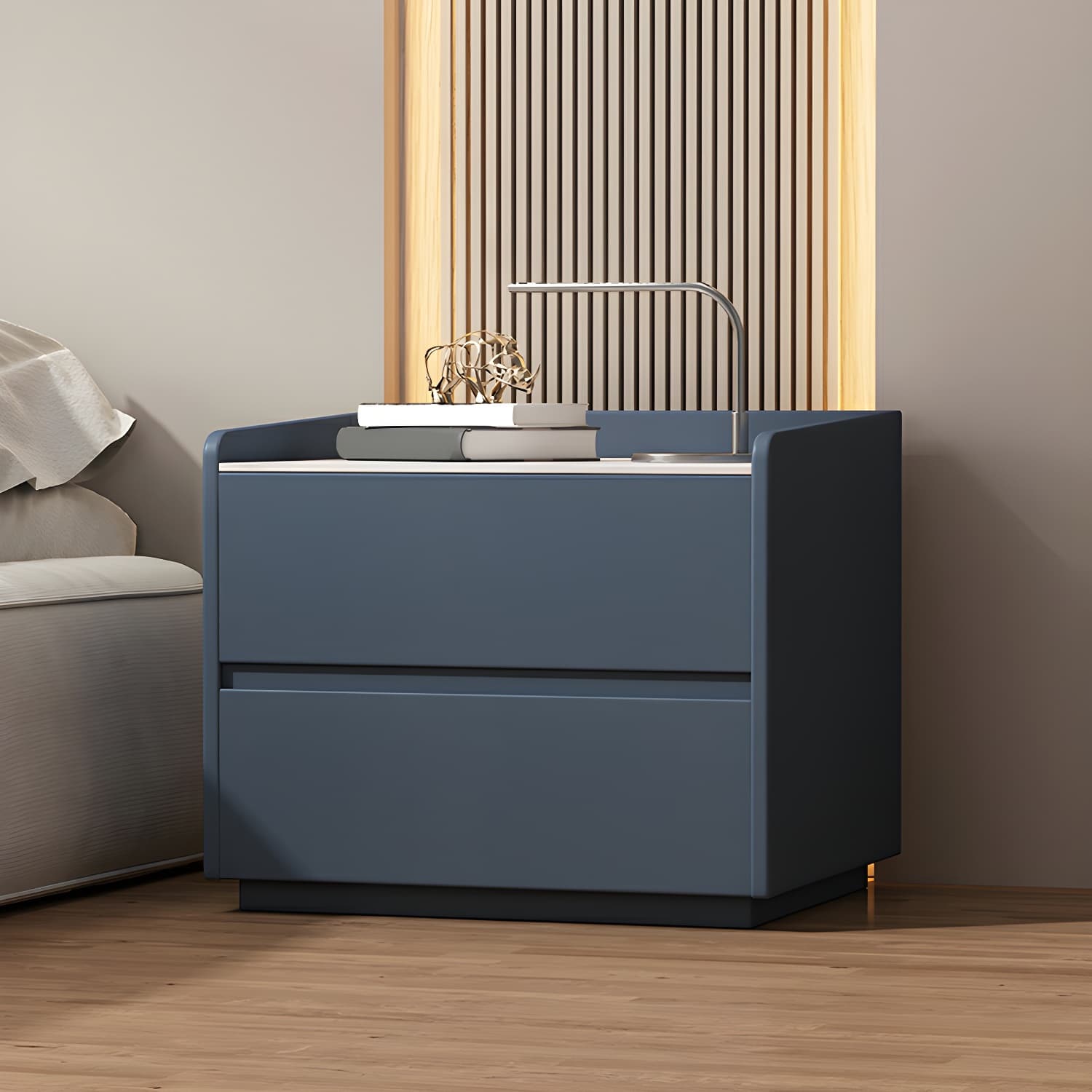 White Slate Countertop Nightstands Increase The Surrounding Height to Prevent Falling thumbnail 1