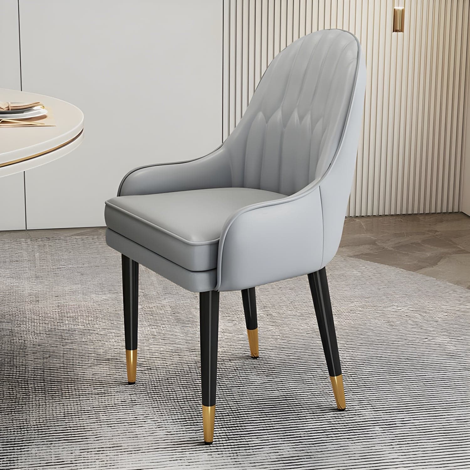 Glam Arm Chair with Upholstered Faux Leather, Solid Back, and Metal Legs thumbnail 15