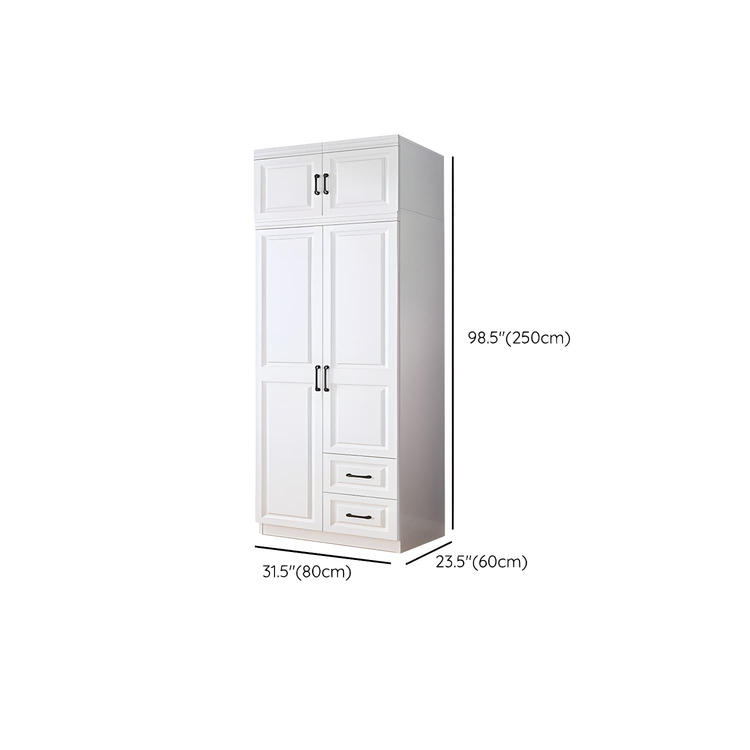 Modern White Wood Wardrobe Armoire with Soft-Close Drawers and Clothing Rod thumbnail 14