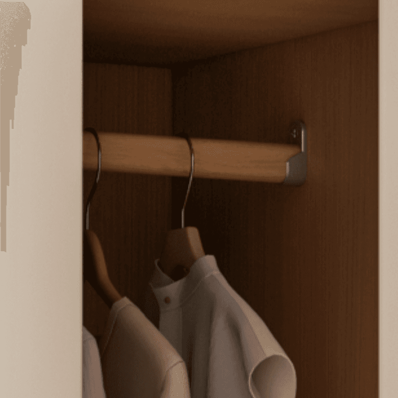 Chalk Modish Laminate Wardrobe Closet with Soft Close Drawer, Soft Close Door, Interior Shelves, and Clothing Rod thumbnail 4