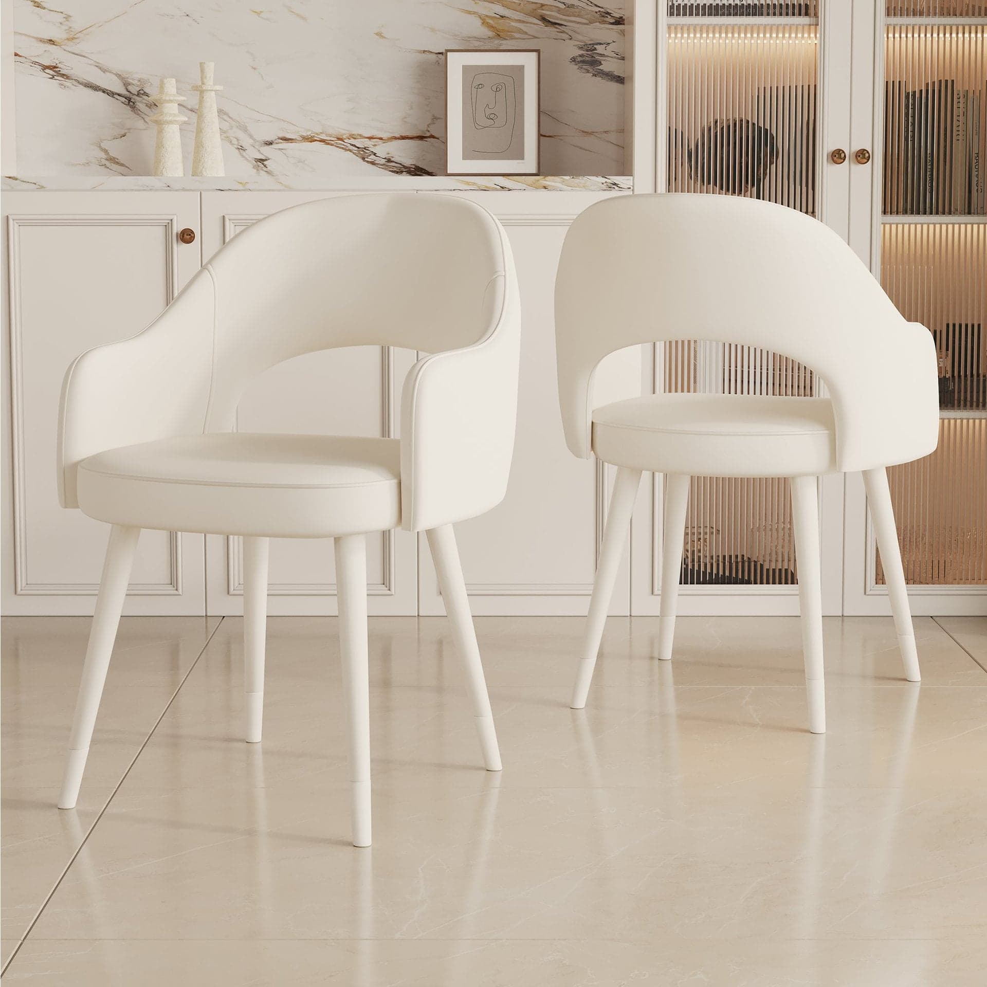 Modern Simple Style Arm Chair with Ventilated Back, Padded Upholstery, Arms, and Metal Legs thumbnail 4