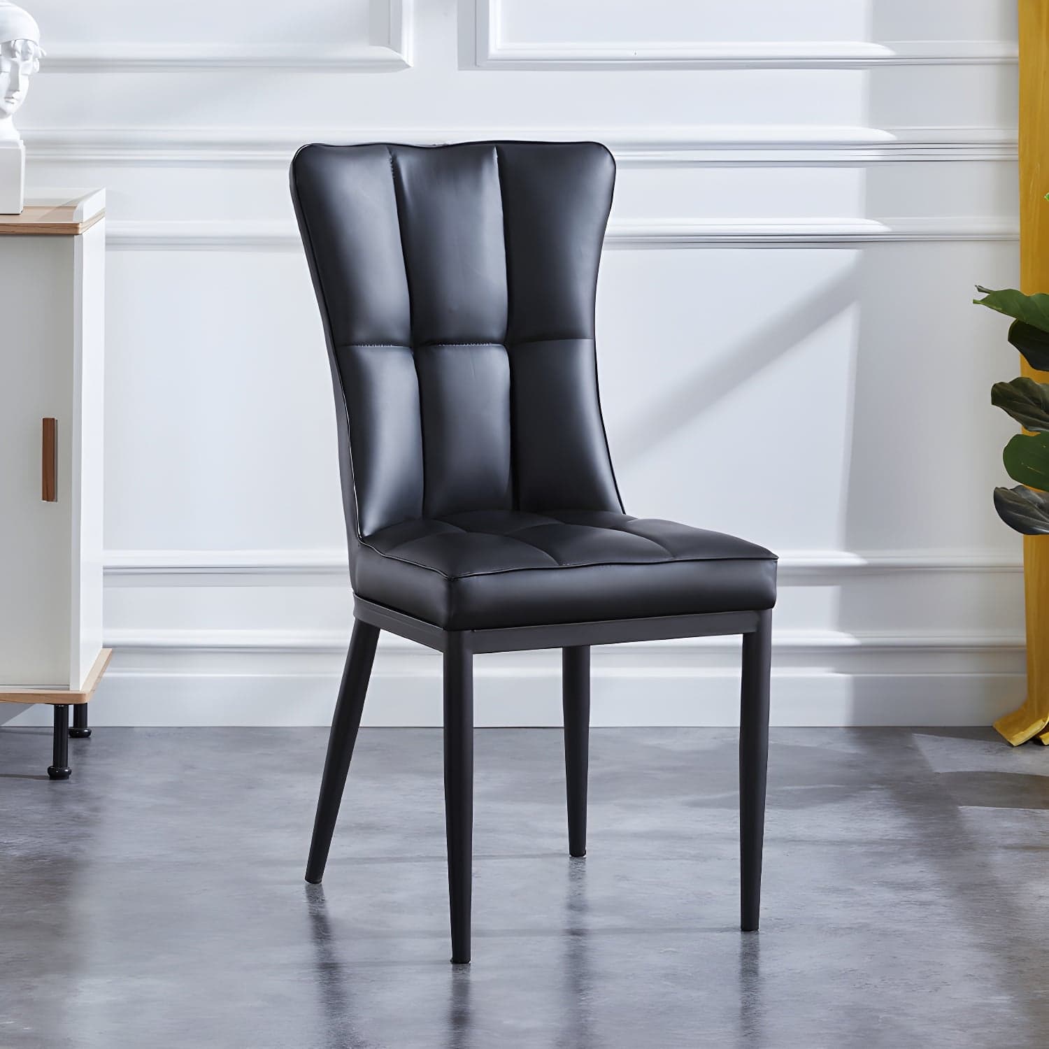 Upholstered Armless Dining Chairs Solid Back Side Chairs with Metal Legs thumbnail 2