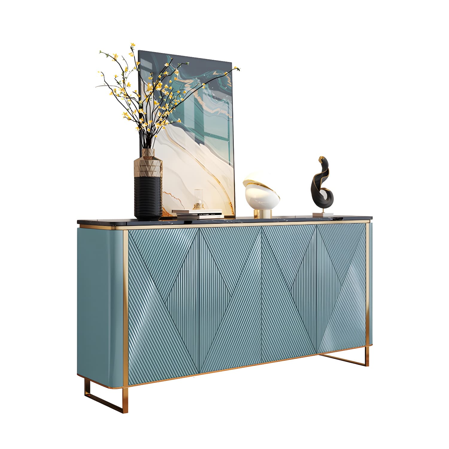 Modern & Contemporary Side Board Stone Credenza with Cabinets thumbnail 5