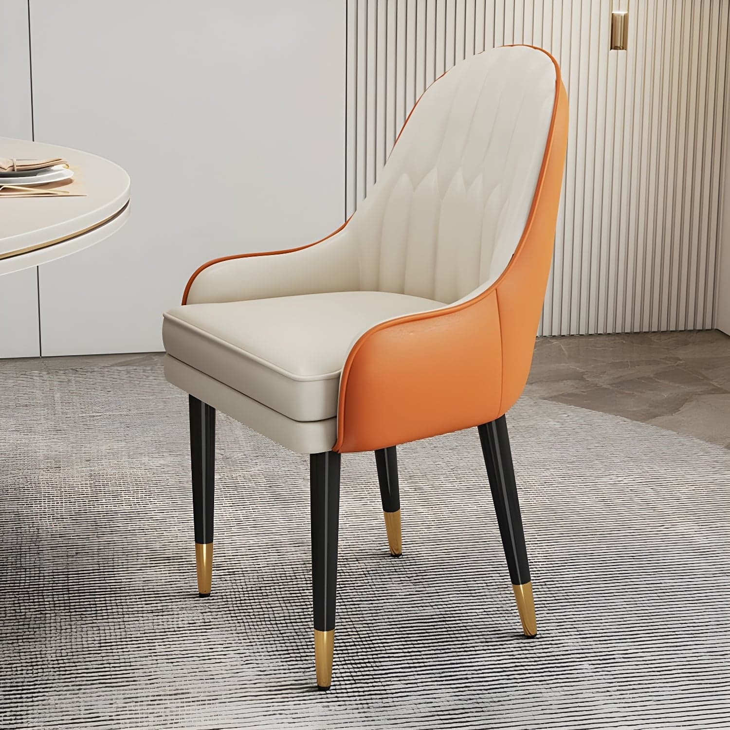 Glam Arm Chair with Upholstered Faux Leather, Solid Back, and Metal Legs thumbnail 18