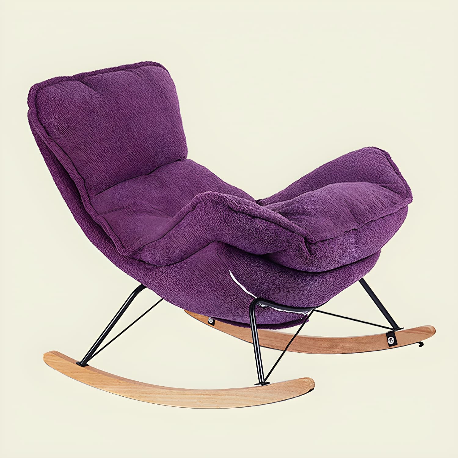 Contemporary Rocking Chair Fabric Upholstered Tufted Wing Chair Back Baby Rocking Chair thumbnail 10