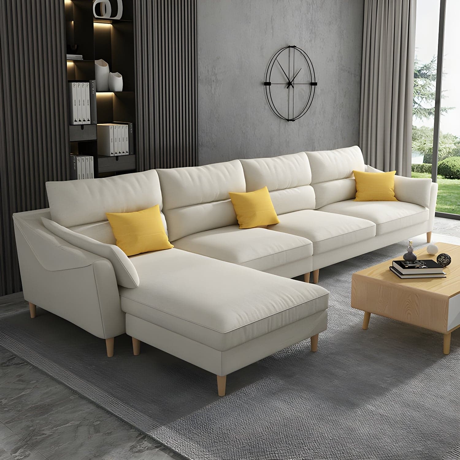 Scandinavian Wood Frame Straight Modular Sofa with Slipcover and Ottoman in 3 Piece Set thumbnail 6