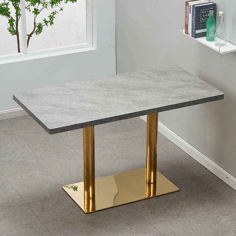 Art Deco Rectangular Dining Table with Lumber Top, Fixed Table Mechanism in Ink/White/Sepia thumbnail 2