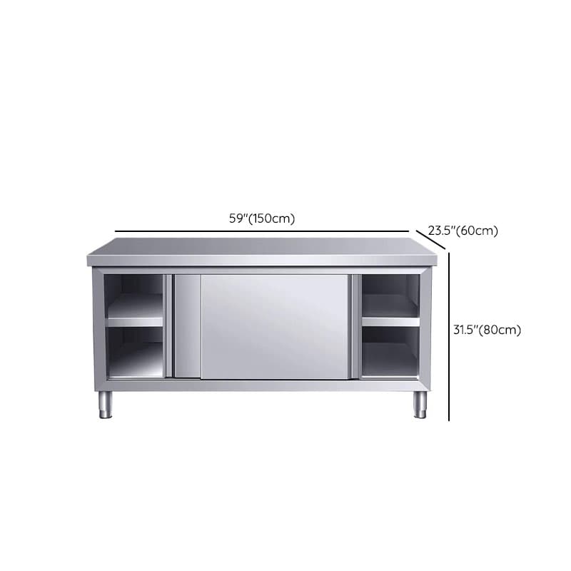 Silver Scullery Sink Cabinet with Reflecting Stainless Alloy Countertop, Self-supporting and Culinary Equipment Storage thumbnail 23