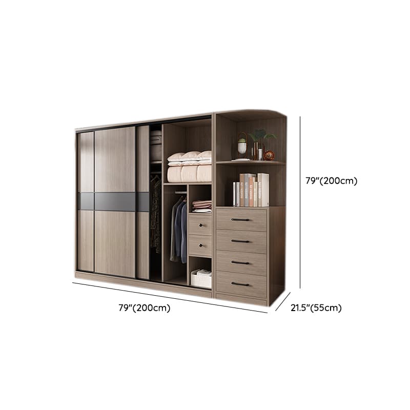 Rustic Brown Self-supporting Armoire Cabinet Pine with Shelves thumbnail 25