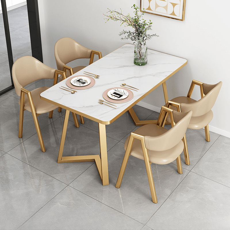 Glamorous Stone Top Sleigh Base Dining Table Set thumbnail 10