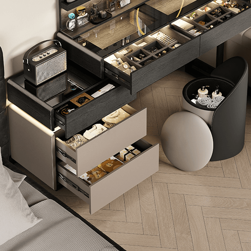 Multi-Purpose Tan Vanity Set with Lighting, Scalable 2-in-1 Adjustable Touch and Brightness thumbnail 3