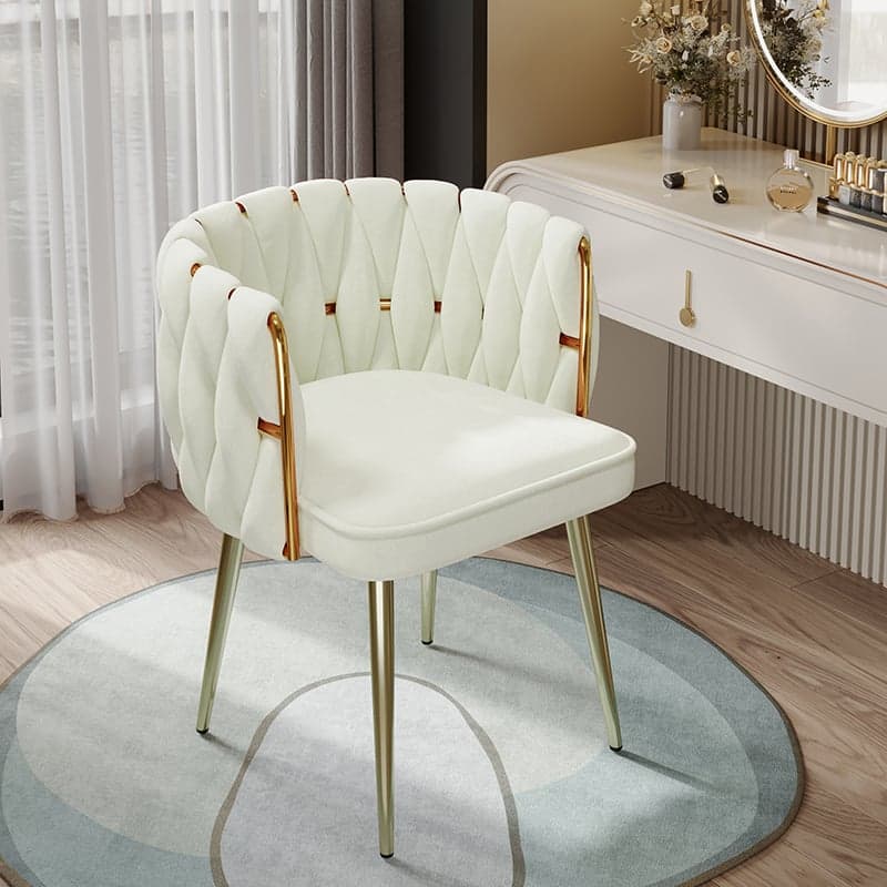 Glam Stable Framed Upholstered Arm Chair with Gold Base and Foot Pads for Dinette, Turned/Non-rotatable thumbnail 1