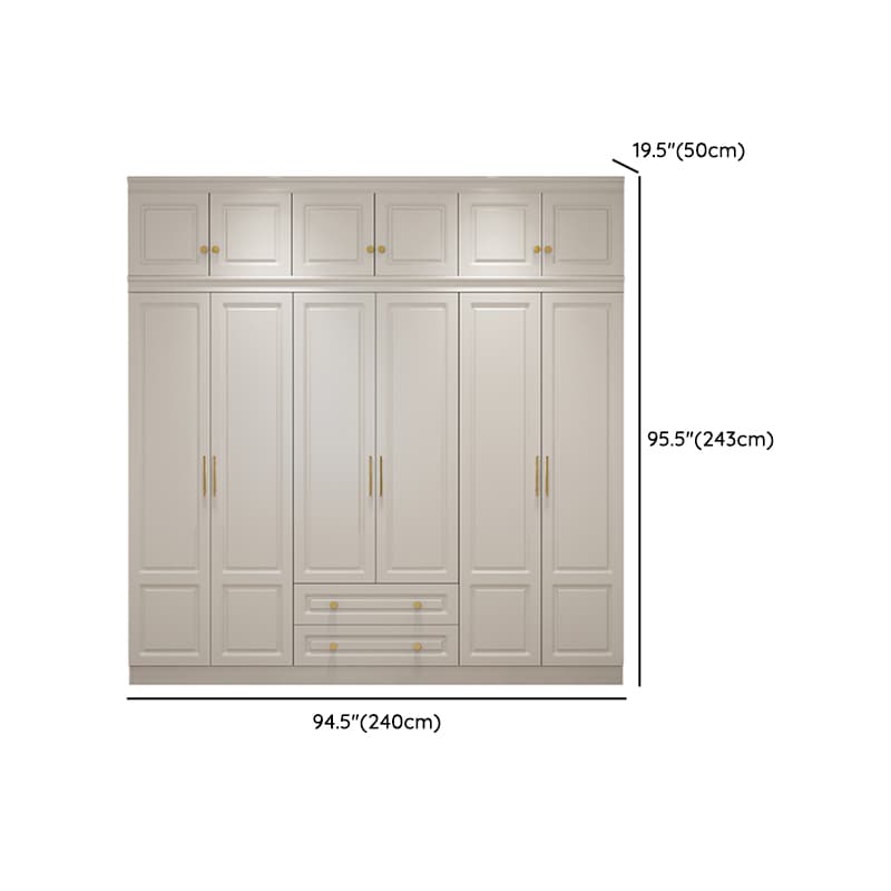 White Minimalist Lumber Wardrobe Closet with Soft Close Drawer, Soft Close Door, Interior Shelves, and Clothing Rod thumbnail 18
