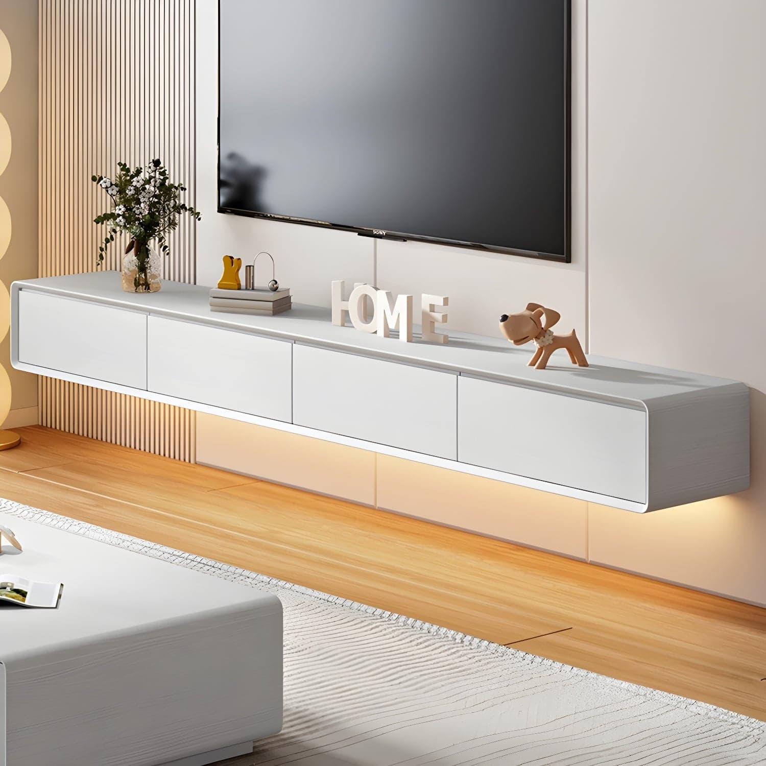Modern Floating 2-Drawer TV Cabinet with Cable Management for Living Room thumbnail 8