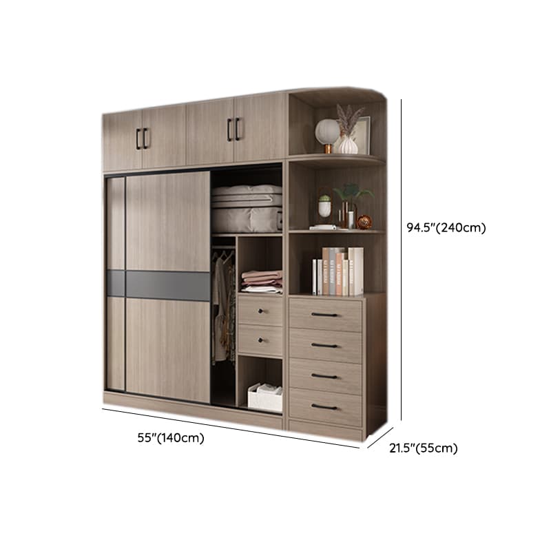 Rustic Brown Self-supporting Armoire Cabinet Pine with Shelves thumbnail 28