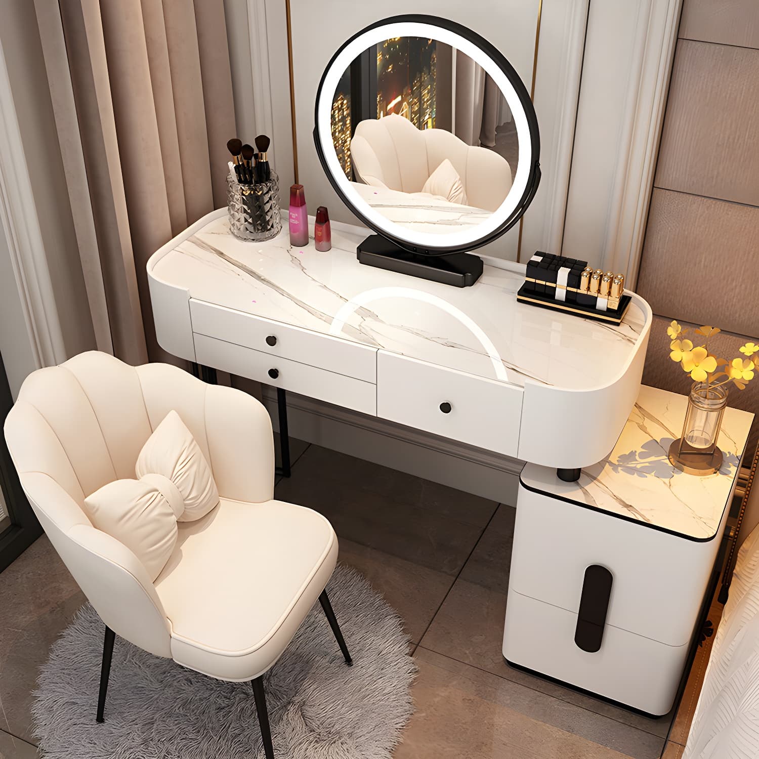 Contemporary Make-up Vanity with 4/5 Drawers,15.75 inch Wide thumbnail 9