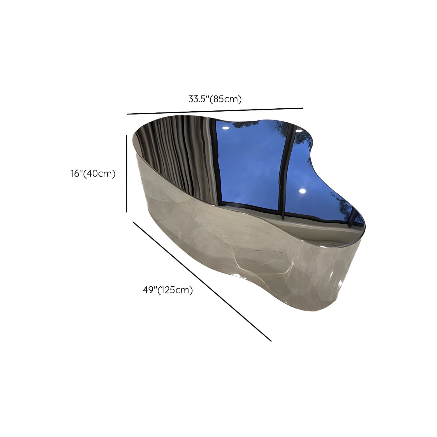 Silver Modern Coffee Table with Free Form Metal Top and Abstract Stainless Steel Base thumbnail 20