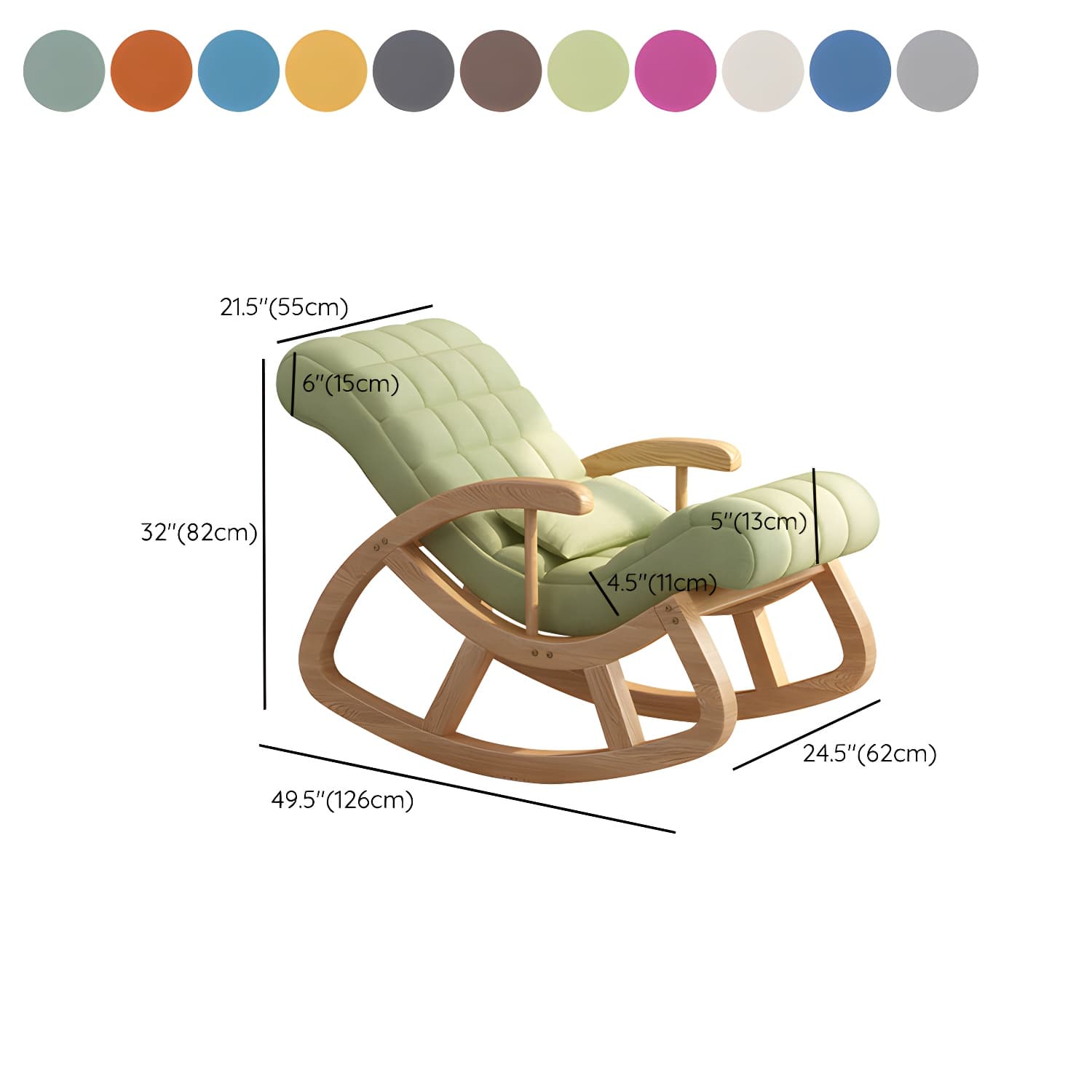 Modern Upholstered Rocking Chair with Removable Cushions - Stylish Pine Frame and Included Pillow thumbnail 18