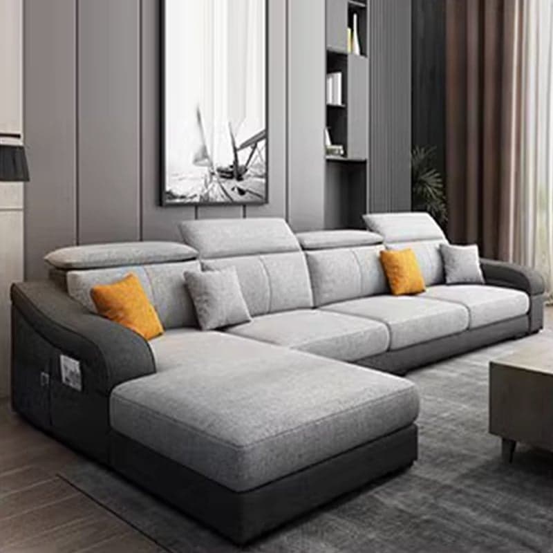 L-Shape Left Sofa Chaise for 5-seater with Sloped Arms in a Trendy Style thumbnail 5