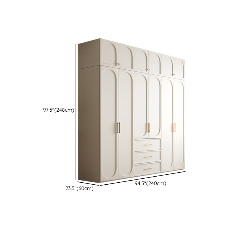 White Minimalist Manufactured Wood Wardrobe Closet with 3-Drawer, Soft Close Door, Interior Shelves, and Clothing Rod thumbnail 21