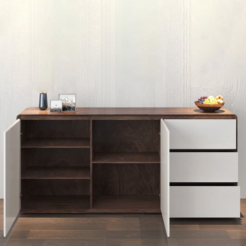 Simplistic 3 Drawers Freestanding Floor Sideboard/Server in Wood with 3 Shelves and Cabinet thumbnail 17
