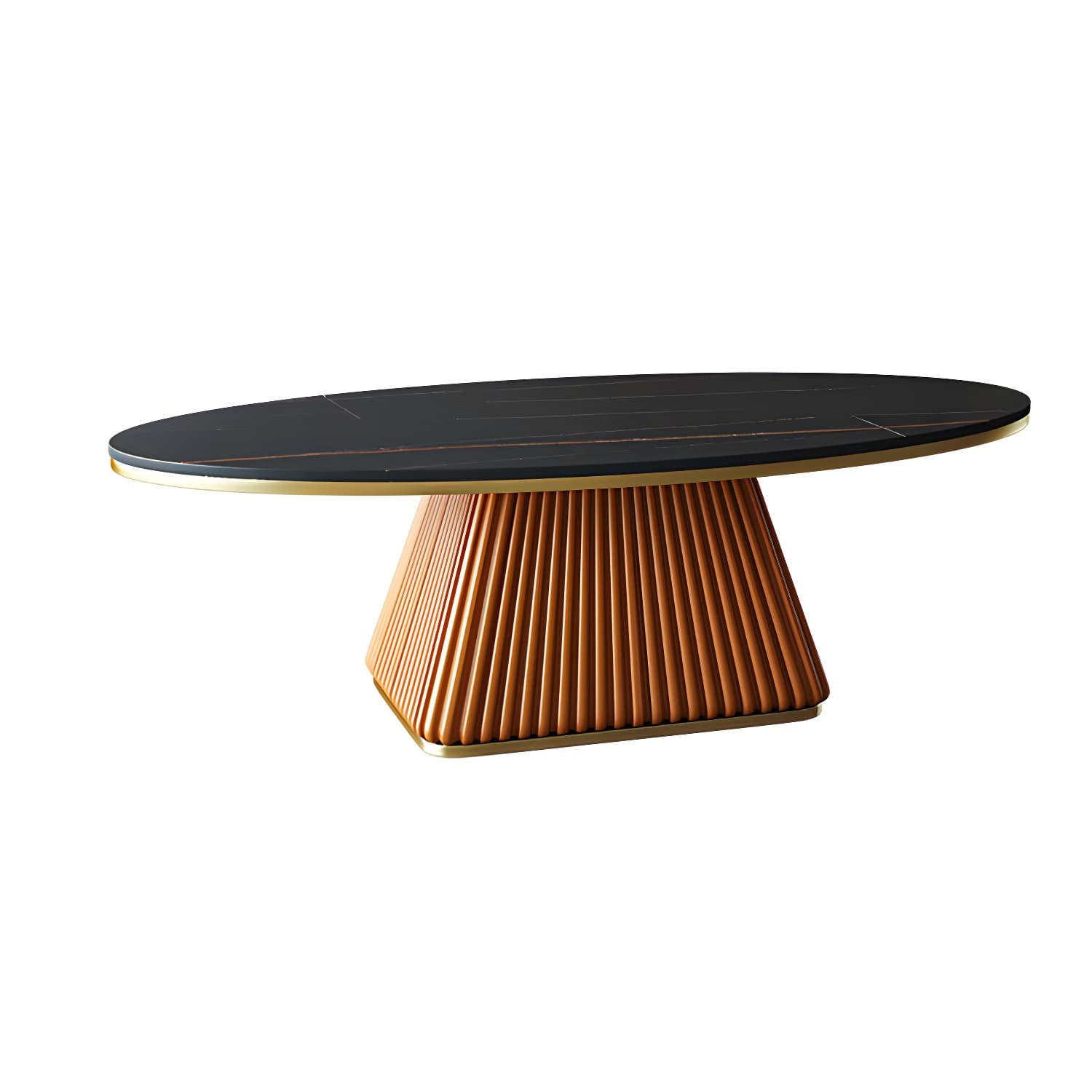 Elliptical Stone Coffee Table Pedestal 1 Single Cocktail Table - 17.72" H thumbnail 12