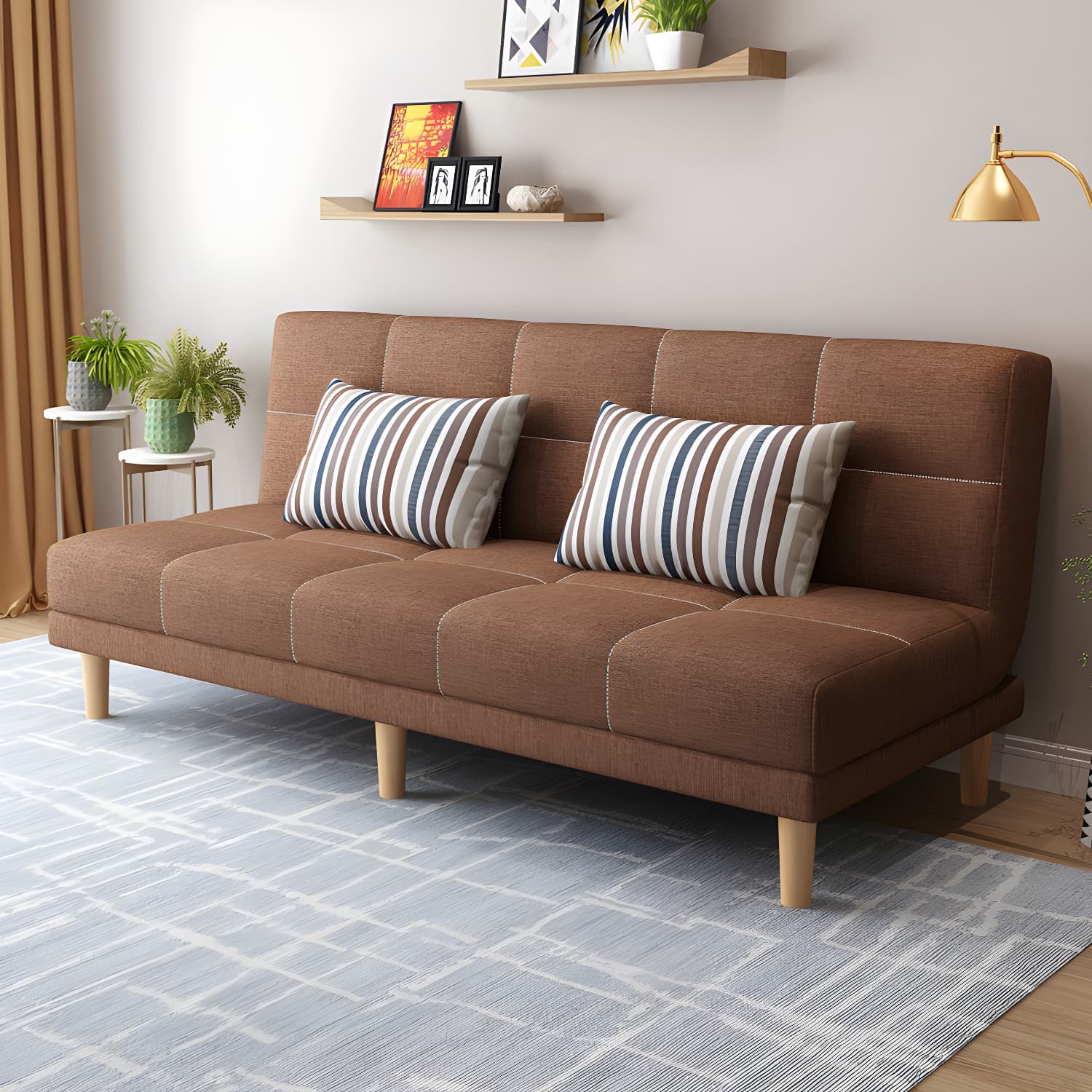 Modern Armless Settee 27.55" W Convertible Sleeper Sofa for Living Room thumbnail 10