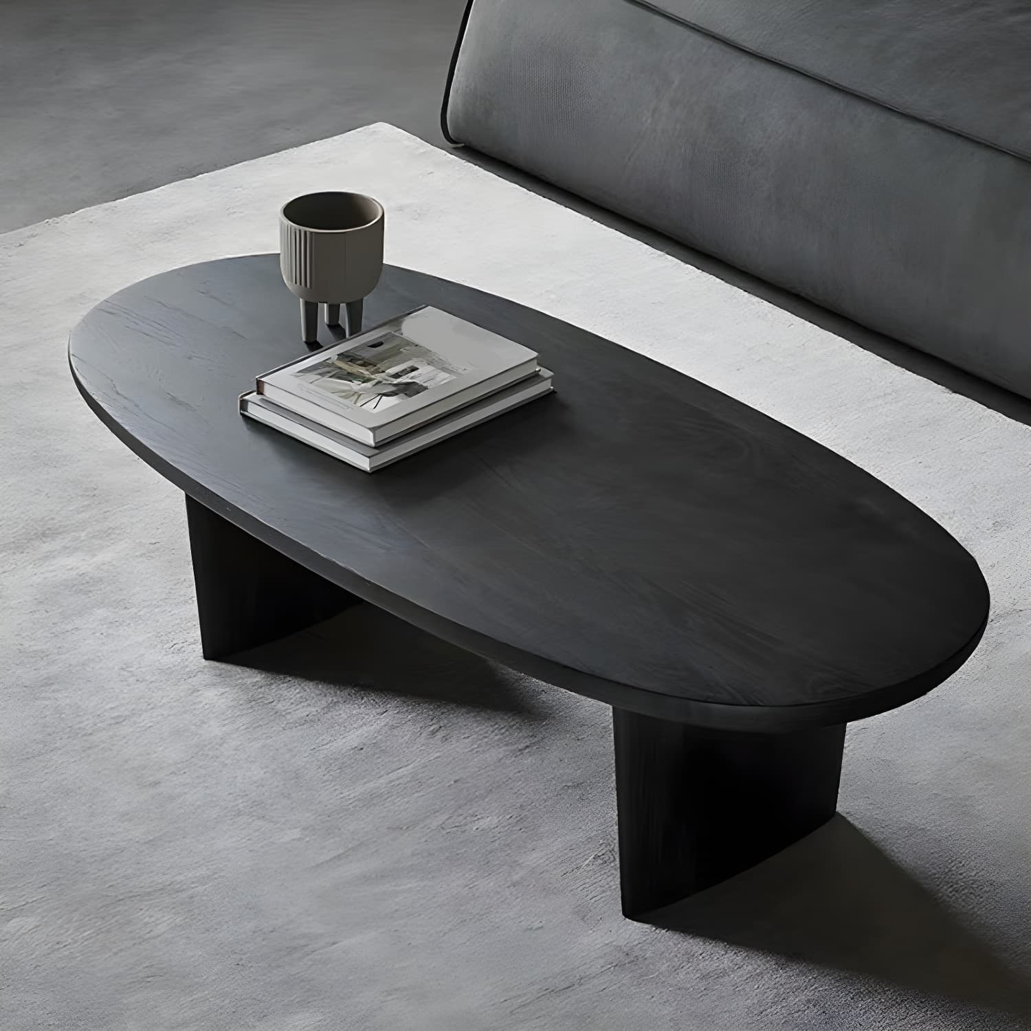 North European Wooden Coffee Table Oval Coffee Table for Living Room