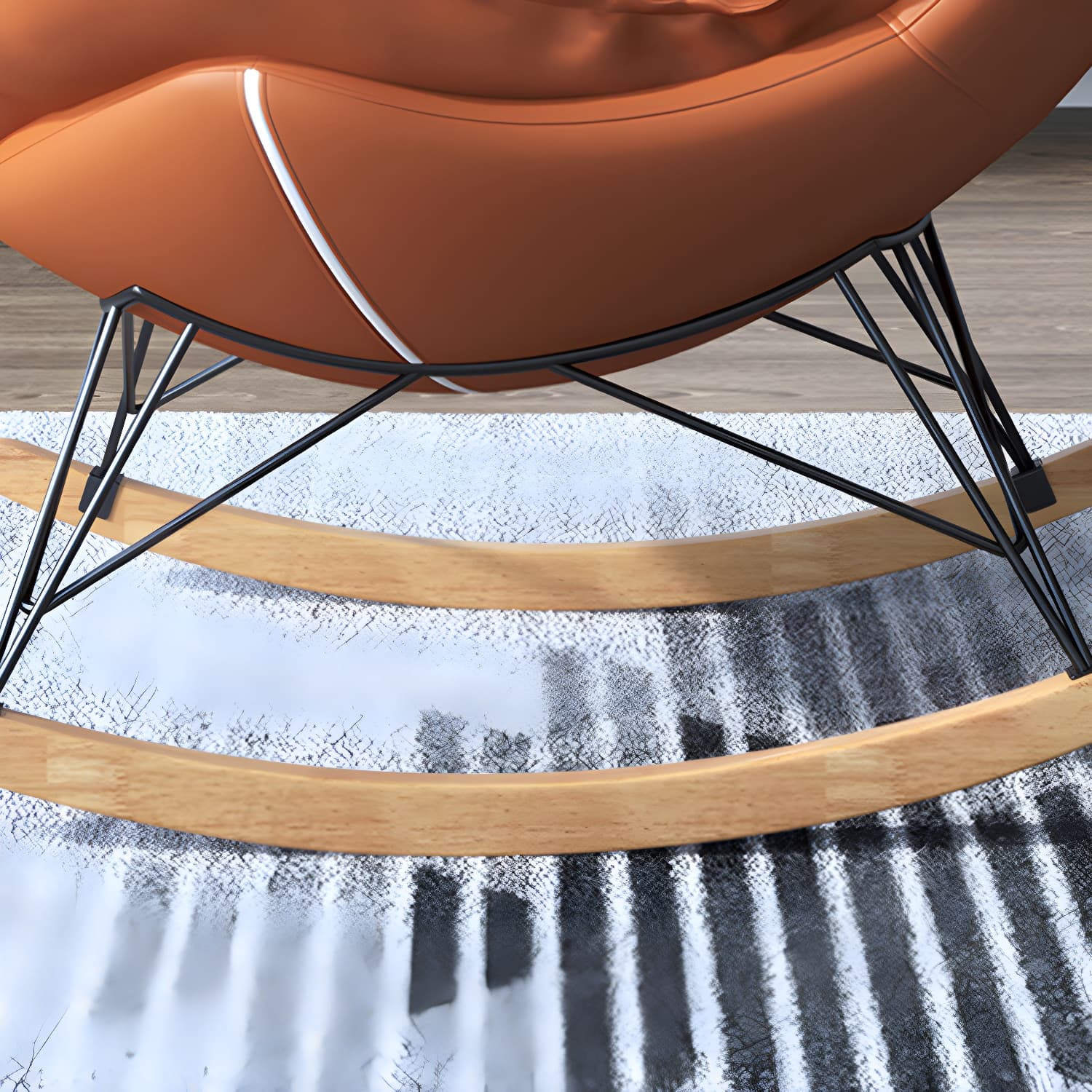 Contemporary Rocking Chair Solid Wood Rocker Chair with Removable Cushions thumbnail 14