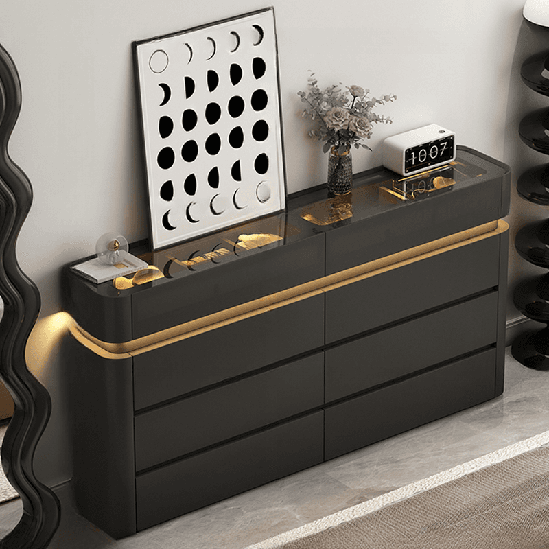 Minimalist Horizontal Console Dresser Illumination Light Timber 8 Drawers thumbnail 7
