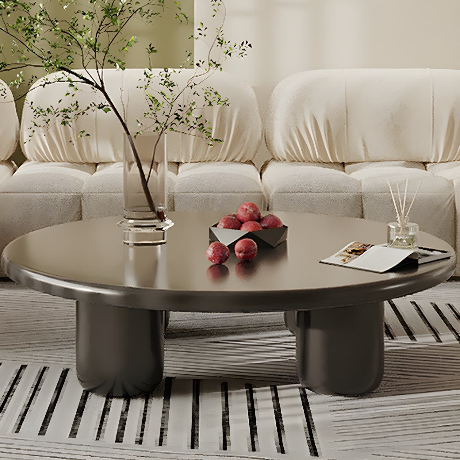 Scandinavian 4 Legs Coffee Table Round 1 Single Cocktail Table thumbnail 8