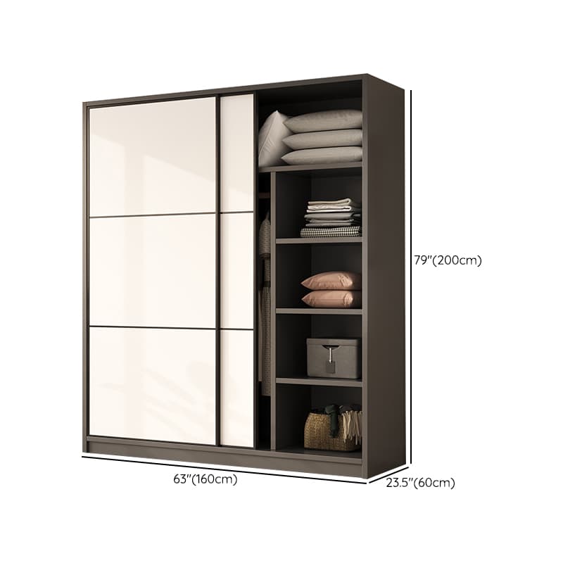 Detached Timber Gray Wardrobe Armoire with Soft Close Door, Interior Shelves and Hanging Rod, Soft Close Drawer Included/Not Included thumbnail 9
