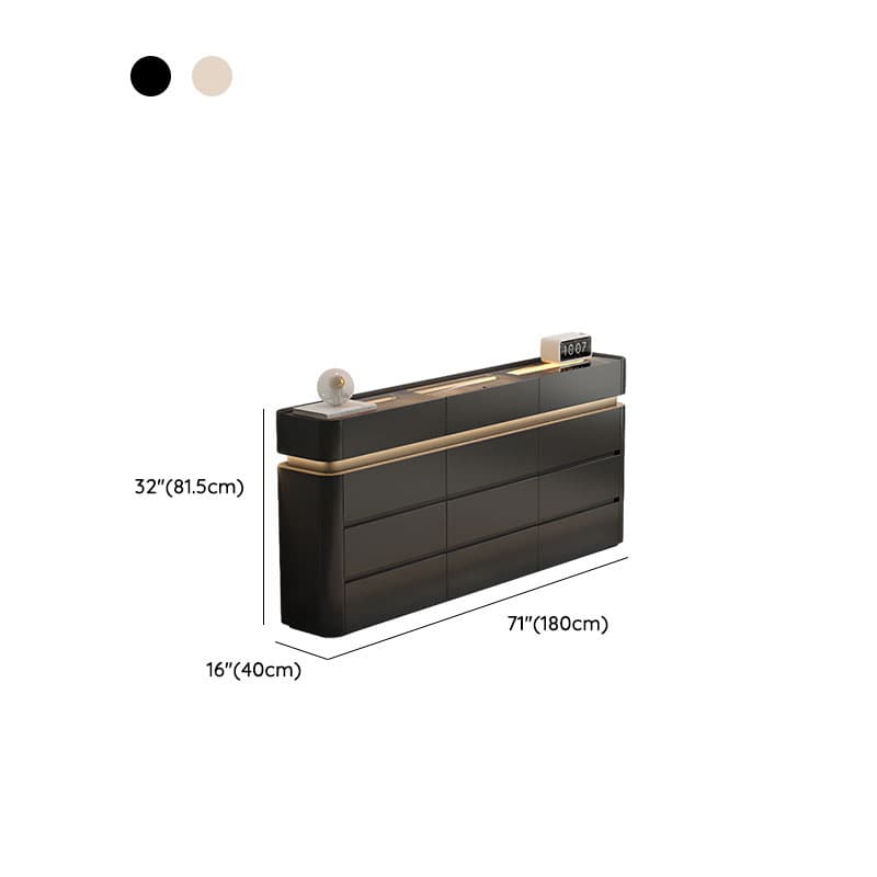 Elegant Sideboard with 8/12 Drawers, Glass Countertop, and Illuminating Lighting thumbnail 20