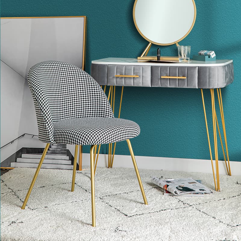 Unwavering Textile Upholstered Side Chair with Solid Back and Foot Pads for Dining Room in a Lavish Style thumbnail 9