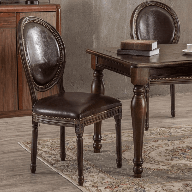 Traditional Antiqued Wood Sturdy Nailhead Trim King Louis Arm Chair/Armless Chair with Outlined and Foot Pads thumbnail 2