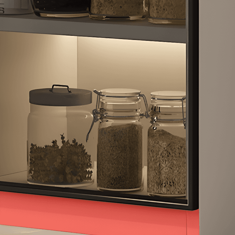 Trendy Sideboard with Cupboard, Narrow/Standard Size, Three Internal Shelves, Composite Wood Countertop, and Glass-panel Door thumbnail 9