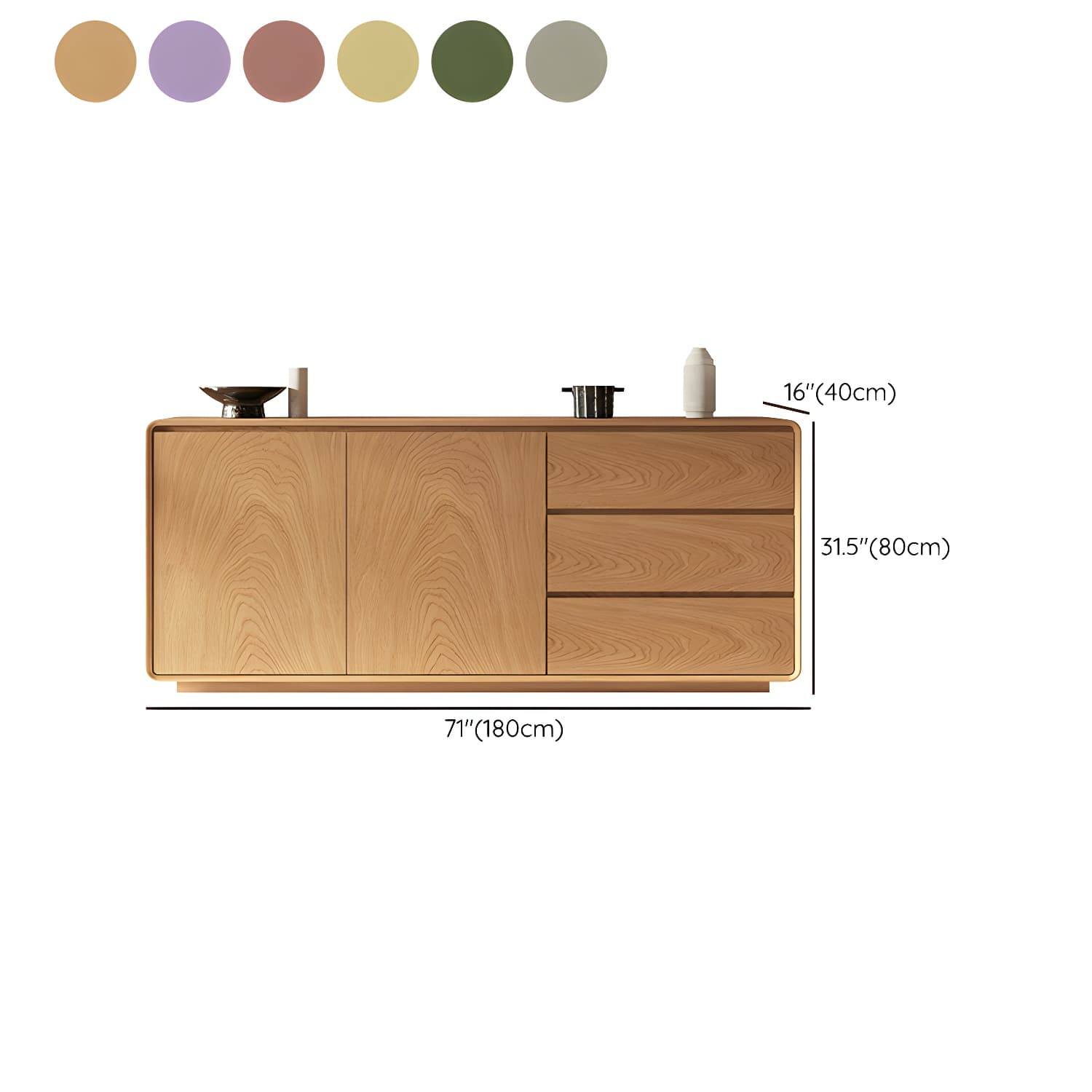 Scandinavian Wood Sideboard with 3 Drawers and 2 Doors, Overall Width 40cm, Overall Height 80cm thumbnail 18