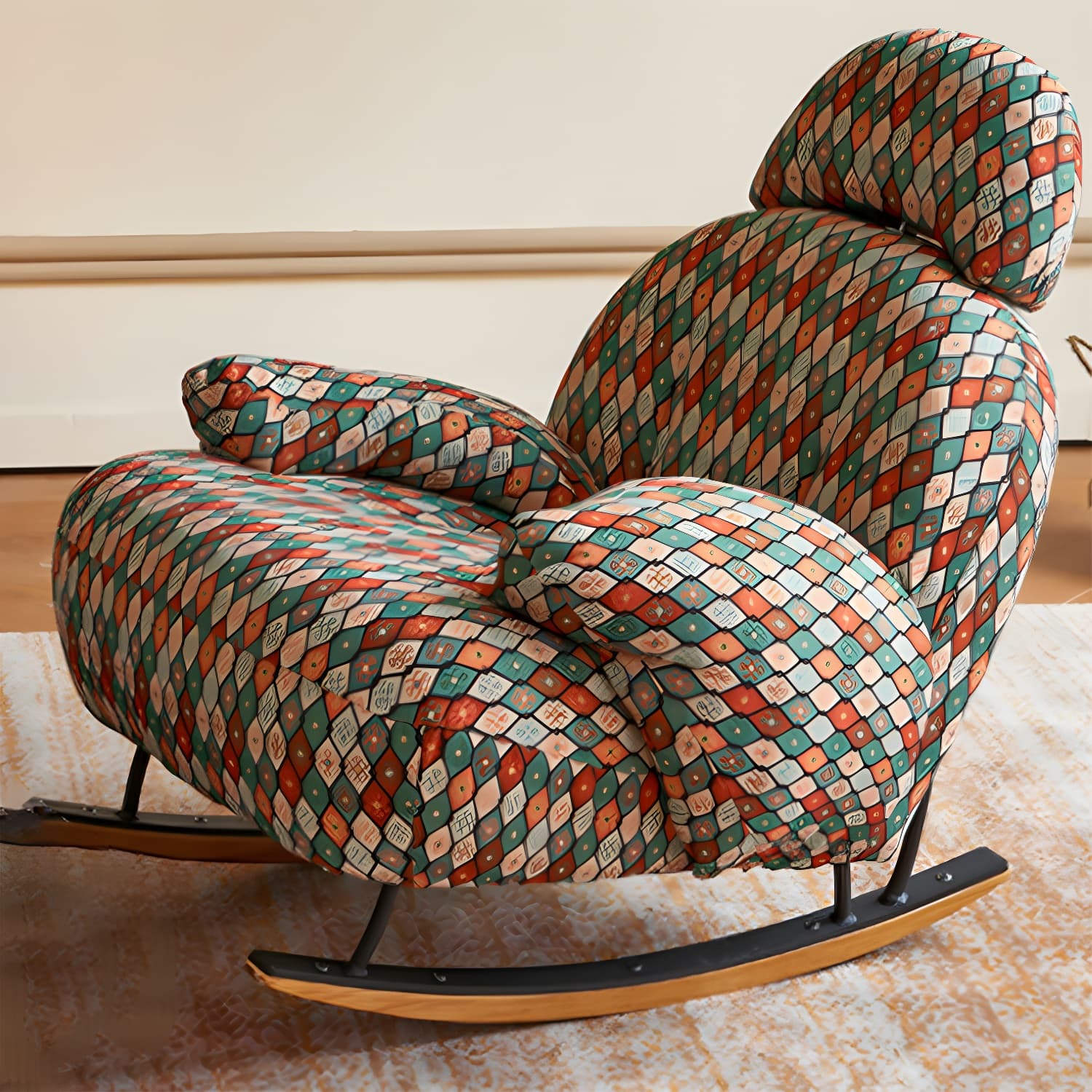 Spindle Living Room Contemporary Reclining Upholstered Rocking Accent Chair thumbnail 13