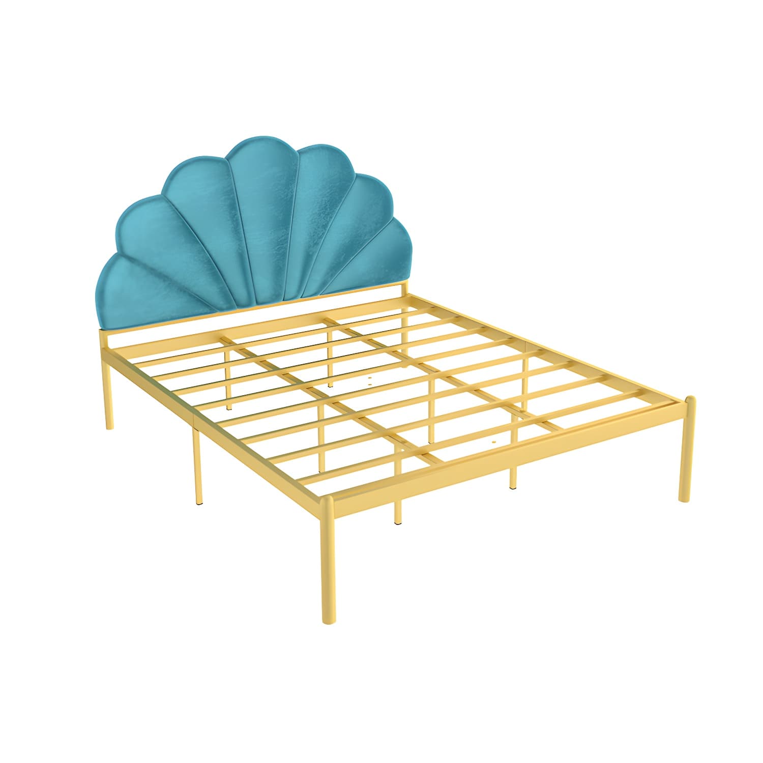 shell Suede Upholstered Headboard ,47 inch High Metal Panel Bed thumbnail 9