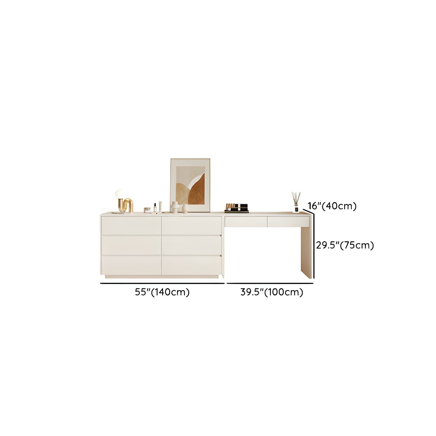 Modern Wood Vanity with Drawers, Large Size, Soft Close Glides, 40cm Width, 75cm Height thumbnail 14